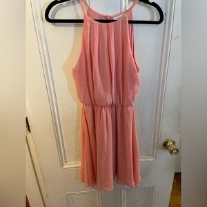 Elegant Coral Pink Sleeveless Dress